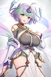 1girls ahoge aqua_hair bare_shoulders breasts commentary female female_only fire_emblem fire_emblem_heroes floating floating_object gonzarez gradient_clothes green_hair highres impossible_clothes jewelry large_breasts multicolored_hair nintendo plump purple_hair revision seidr_(fire_emblem) short_hair simple_background skindentation solo thick_thighs thigh_strap thighs wide_hips