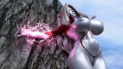 3d alien alien_girl alien_humanoid breasts glowing_eyes large_breasts nipples nude original original_character outside silver_skin superheroine thick_thighs ultraman_(franchise) ultrawoman wide_hips yoidore