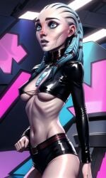 ai_generated alien_female alien_girl alien_humanoid areola blue_eyes blue_hair braided_hair breasts grey_lips gwyndala half-dressed humanoid midriff naked_female nipples pale_skin ribs skinny star_trek star_trek_prodigy tagme vau_n'akat_(species)