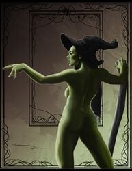 black_hair female female_only green_skin naked real_witch s-dan-steen solo solo_female tagme the_wizard_of_oz wicked_witch_of_the_west witch witch_hat