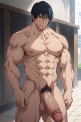 ai_generated biceps big_balls big_biceps big_pecs big_penis buff daddy gay jujutsu_kaisen muscular muscular_male solo tensor_art toji_fushiguro