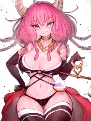 1girls aura_(sousou_no_frieren) blue_eyes breasts demon demon_girl demon_horns female fumio_(rsqkr) huge_breasts light-skinned_female light_skin long_hair naughty_face pink_hair sousou_no_frieren thick_thighs wide_hips