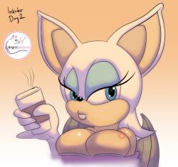 anthro breasts brighteyedbeast coffee rouge_the_bat sonic_(series)