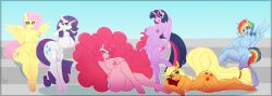 abs absurd_res anthro applejack_(mlp) big_breasts breasts equid equine female fluttershy_(mlp) friendship_is_magic group hasbro hi_res horn mammal muscular muscular_anthro muscular_female my_little_pony nude pegasus pinkie_pie_(mlp) pterippus rainbow_dash_(mlp) rarity_(mlp) tatemil twilight_sparkle_(mlp) unicorn winged wings