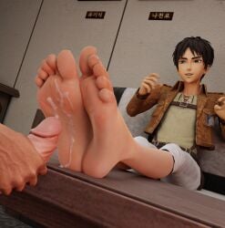 2boys 3d attack_on_titan cum_on_feet eren_jaeger foot_fetish foot_focus gay male_feet male_only mrgtsfloop shingeki_no_kyojin skinny smiling soles young