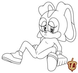 blush cream_the_rabbit female female_only feral fur gloves line_art monochrome nude rabbit solo sonic_(series) sonictopfan tagme vulva