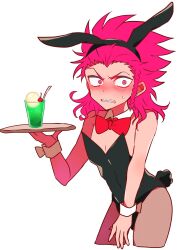 blush bunny_boy bunny_ears bunnysuit danganronpa danganronpa_2:_goodbye_despair kazuichi_souda male male_only nervous pink_hair sharp_teeth solo tagme