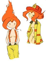 adventure_time casual female firefighter firefighter_helmet firefighter_uniform flame_princess headwear outerwear pale_skin suspenders tagme