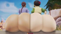 2girls 3d alternate_version_available anger_vein ass ass_bigger_than_head ass_focus ass_to_ass avatar_legends avatar_the_last_airbender bare_ass big_ass bottomless dark-skinned_female dark_skin earth_kingdom fat_ass female female_only huge_ass hyper hyper_ass katara large_ass light-skinned_female light_skin massive_ass oakensfm png sitting thick_ass toph_bei_fong water_tribe woodworksfm