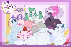 alolan_vulpix anthro anus balls big_ass breasts cinccino crossover delphox digimon doughnut female femboy food furry futa_on_male futanari glasses group hi_res intersex lekismon male original_character penis pokemon pokemon_(species) shaymin shaymin_(sky_form) spread_anus spread_ass strawberry swollen_anus tagme text thestrider thick_thighs vulpix wide_hips