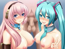 hatsune_miku megurine_luka miyamaya nipples tagme vocaloid