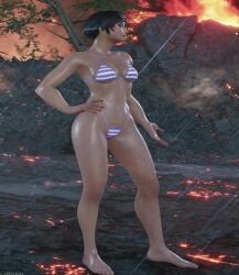 3d 3d_(artwork) animated big_feet bikini breasts casual clothing female female_only human mod namco outdoors pale_skin partially_clothed reina_mishima swimwear tagme tekken tekken_8 video wet