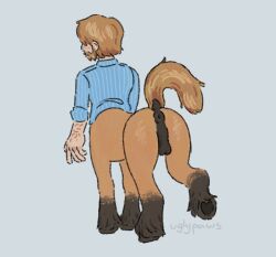 anus arthur_morgan ass balls blush casual_nudity centaur clothed clothing equid equid_taur equine equine_anus genitals hooves horse humanoid_taur male male_centaur male_only mammal mammal_taur solo solo_focus taur uglypaws underhoof