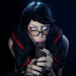 3d bayonetta bayonetta_(character) bayonetta_3 blowjob blowjob_face british_female dark-skinned_male dark_skin eye_contact interracial milf platinum_games stoneddude