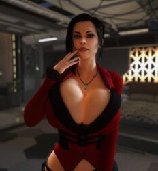 1girls 3d 3d_(artwork) alternate_ass_size alternate_breast_size ass black_hair breasts breasts_bigger_than_head breasts_bigger_than_torso cleavage clothed clothed_female elexis_sinclaire female female_only female_solo gigantic_ass gigantic_breasts green_eyes hourglass_figure huge_ass huge_breasts human human_female human_only looking_at_viewer necklace sin_(game) skin_tight small_waist solo solo_female thin_waist top_heavy vaako wasp_waist wide_hips