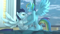 16:9 3d 4k absurd_res anthro ass big_breasts breasts digital_media_(artwork) equid equine female friendship_is_magic hi_res ludwigspectre male male/female mammal my_little_pony naked nude pterippus rainbow_dash_(mlp) soarin_(mlp) water wings wonderbolts_(mlp)