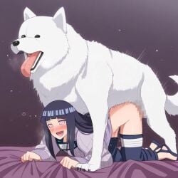 1animal 1dog 1girls ahe_gao ai_generated all_fours ass ass_up big_ass big_breasts big_butt blue_hair breasts canine clothed_sex clothing dark_blue_hair doggy_style doggy_style_position embarrassed face_down face_down_ass_up feral feral_on_female feral_on_human feral_penetrating feral_penetrating_human hyuuga_hinata long_hair naruto naruto_(series) naruto_shippuden purple_eyes sentinel_axis tagme white_fur zoophilia