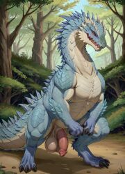 ai_generated big_balls blue_skin greesys monster original scales scalie solo