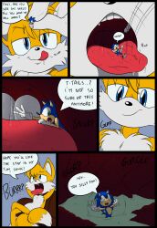 absurd_res anthro burping comic dialogue duo hi_res macro male male/male micro oral_vore sega sonic_(series) sonic_the_hedgehog sonic_the_hedgehog_(series) sparky_the_chu speech_bubble tails tongue tongue_out vore