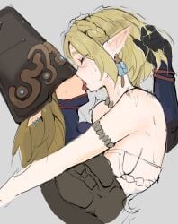 1boy 1girls blonde blonde_female blonde_hair blonde_hair_female blonde_hair_male breath_of_the_wild dou elf elf_ears elf_female elf_male female guardian_(zelda) hatenokatasumi kissing link link_(breath_of_the_wild) link_(tears_of_the_kingdom) princess_zelda tears_of_the_kingdom the_legend_of_zelda the_legend_of_zelda:_breath_of_the_wild the_legend_of_zelda:_tears_of_the_kingdom zelda_(tears_of_the_kingdom)