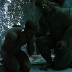 1human 1orc 3d 3d_(artwork) 3d_model angry broken_rape_victim comfort crying crying_male duo duo_focus flaccid flaccid_cock flaccid_penis forced_submission friendly friends glowing_eyes helping_hand human_victim male/male male_focus male_only male_rape_victim male_victim miserable oc offering_hug original original_characters outdoor_nudity outdoors rape_victim sad suffering trying_to_break_free unable_to_escape upset wereorc_(artist)