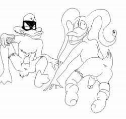 darkwing_duck disney gay male_only monochrome negaduck penis quackerjack rough_sketch singethedragoness tagme