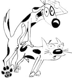 anal anal_penetration anal_sex anthro black_and_white brothers canine cat catdog catdog_(series) dog dogknot31 feline feline_penis flipping_the_bird flipping_viewer_off furry incest interspecies male male_only middle_finger monochrome nickelodeon siblings