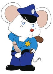 1boy anthro erection first_porn_of_franchise looking_at_viewer male male_only mappy mappy_(character) mouse penis police police_uniform rodent solo white_background