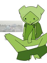 adventure_time blushing dick fern_the_human grass_person legs_apart shorts shorts_down sitting