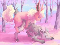 buggery color eeveelution feral feral_on_feral flareon fur furry furry_only interspecies isisdejohto male male_only mightyena multiple_males nintendo penis pokemon pokemon_(species) side_view yaoi