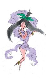 1girls black_hair female female_only navel nude okami sakuya_(okami) smoke solo tagme traditional