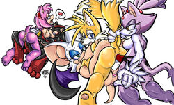 amy_rose anthro blaze_the_cat cat feline female fur furry_tail hedgehog male male_penetrated mammal multiple_tails opius pegging rouge_the_bat shadow_the_hedgehog sonic_(series) straight tail tails