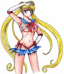 bishoujo_senshi_sailor_moon breasts clothes clothing color dead-kittens3 erect_nipples erect_nipples_under_clothes female female_only front_view gloves human panties sailor_moon see-through see-through_clothing skirt small_breasts solo standing tagme usagi_tsukino