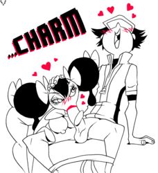 1girls blowjob breasts charm charm_(pokémon_move) fellatio female gothorita human interspecies male nate_(pokemon) oral penis pokemon slb straight