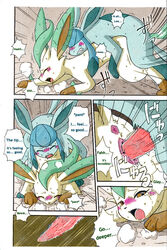 anus blush brown_eyes comic doujinshi eeveelution female glaceon internal kemono leafeon male mikazuki_karasu nintendo penis pokemon pokemon_(species) pussy sex translated video_games