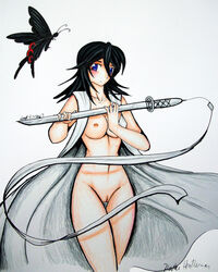 1girls bleach dead-kittens3 female female_only hand_drawn kuchiki_rukia solo sword tagme weapon