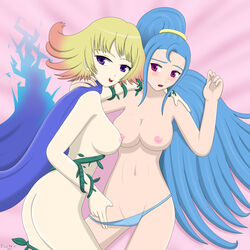 amazon_pandora breasts goddess kid_icarus kid_icarus_uprising nipples phosphora straight_hair suktar topless yuri