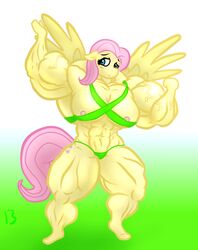 1girls abs anthro biceps big_breasts breasts extreme_muscles female female_only fluttershy_(mlp) friendship_is_magic muscular_arms muscular_female muscular_legs my_little_pony nipples pecs pink_hair solo straight_hair stx70 tagme wings