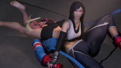 2girls asphyxiation bare_legs between_legs cammy_white catfight domination female female_domination female_only femdom final_fantasy final_fantasy_vii headscissor helpless multiple_girls thick_thighs tifa_lockhart