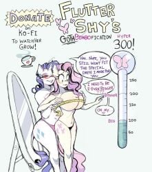 breast_expansion clownstongue fluttershy_(mlp) my_little_pony rarity_(mlp) transformation