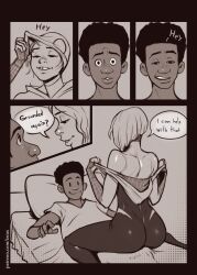 comic eyebrow_piercing gwen_stacy gwen_stacy_(spider-verse) izra marvel miles_morales_(spider-verse) spider-man:_into_the_spider-verse tagme