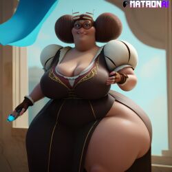 4k ai_generated bbw brown_hair chubby chubby_female cleavage curvaceous curvy curvy_female curvy_figure dreamworks duchess_(the_adventures_of_puss_in_boots) fat female goggles highres huge_breasts huge_hips huge_thighs matronai_(artist) mature mature_female mature_woman netflix patreon pinup plump puss_in_boots_(dreamworks) shrek_(series) solo solo_female solo_focus stable_diffusion the_adventures_of_puss_in_boots thick thick_ass thick_thighs thighs voluptuous voluptuous_female wide_hips