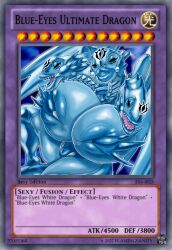 ass_bigger_than_head blue-eyes_ultimate_dragon bottomwear breasts_bigger_than_head casual casual_nudity covered_nipples dragon dragon_girl female female_only flamingsanity huge_ass huge_breasts no_underwear sideass teasing topless useless_clothing yu-gi-oh! yu-gi-oh!_card