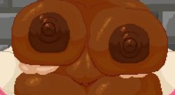 1boy 1girls 2d 2d_animation animated areolae big_breasts bouncing_breasts breasts busty chubby chubby_female dark-skinned_female female female_focus huge_breasts jiggle jiggling_breasts kaka_(blazblue) large_breasts male minakaka_(spinneborg) nipples nude nude_female original pixel_animation pixel_art spinneborg