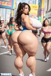 4girls ai_generated asian asian_bimbo asian_female ass ass_focus big_ass bimbo bimbo_body bimbo_lips black_hair breasts bubble_butt calves child_bearing_hips curvaceous curvy curvy_figure cute_face dat_ass dumptruck_ass female female_focus female_only high_ponytail hourglass_figure huge_ass huge_breasts makeup multiple_girls paag pale-skinned_female pale_skin public sideboob skimpy slanted_eyes small_waist sneakers spankable spankable_ass thick thick_ass thick_thighs thixies thong tiny_waist toned_female voluptuous voluptuous_female wide_hips