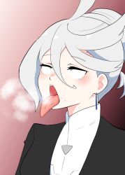 ahegao creople cum_in_mouth eyes_rolling_back fellatio female gundam_suisei_no_majo miorine_rembran pubic_hair pubic_hair_in_mouth ubikitas white_hair