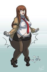 axel-rosered bbw belly_overhang big_belly big_female blush chubby chubby_female embarrassed fat fat_female fat_fetish fat_girl fat_woman fatty huge_belly large_female makise_kurisu obese obese_female overweight overweight_female plump pork_chop ripped_clothing steins;gate thick_thighs tubby weight_gain