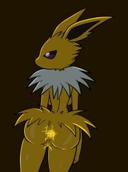 anthro anthro_focus anthro_only ass ass_focus back back_view backboob deviantart_username eeveelution fur jolteon mammal mysweetstomach nintendo pokemon pokemon_(species) shiny_anus solo_anthro