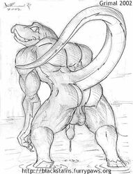 2002 anthro ass balls dripping grimal licking licking_lips male nude penis presenting reptile scalie solo tongue tongue_out water