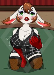 1girls 2022 animal_crossing anthro big_breasts bouncing_breasts breasts cleavage diamondgrenadier25 female groping_breasts groping_self groping_through_clothes nintendo solo tiffany_(animal_crossing)